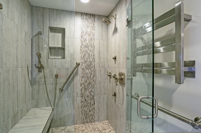 Shower with Multi-Color Tile Accents
